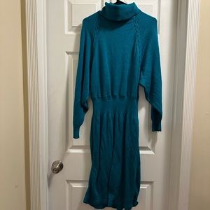 Vintage Teal Blue Knit Sweater Dress